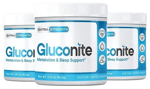 Gluconite product packaging showing safe and natural supplement for sleep and
